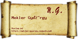 Mekler György névjegykártya
